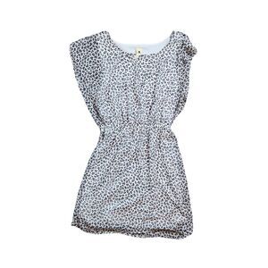 Needle & Thread White Gray‎ Cheetah Leopard Print Flutter Mini Dress Size Large